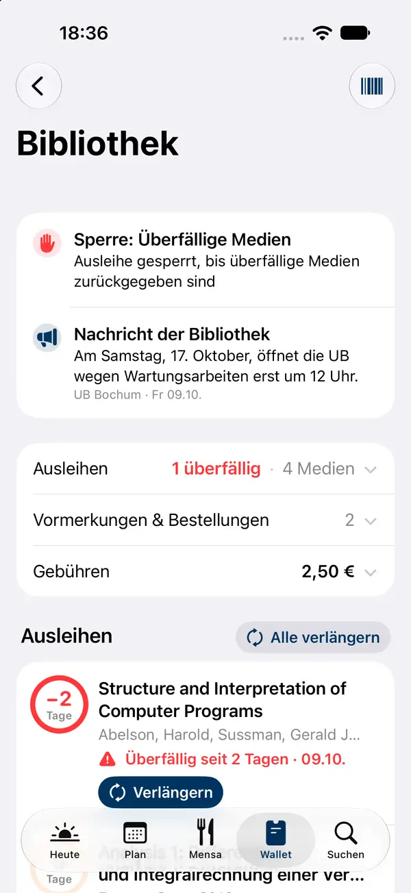 Bibliothek: Ausleihen und Gebühren