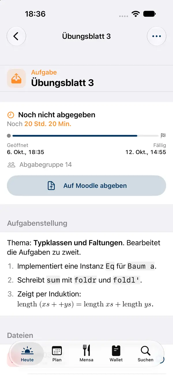 Moodle: Aufgabe mit Countdown